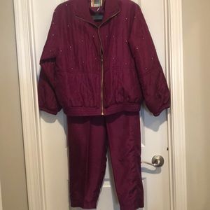 Vintage 90’s EVR Silk Track Suit Beautiful Plum Color Fully Lined Size M